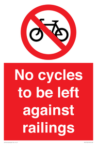 No cycles to be left against railings